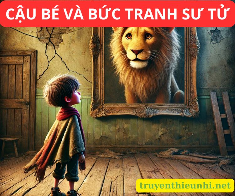 Cậu bé và bức tranh sư tử